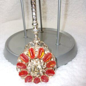 H-502 GOLTONE VINTAGE COLOR BEADED  HAND MIRROR